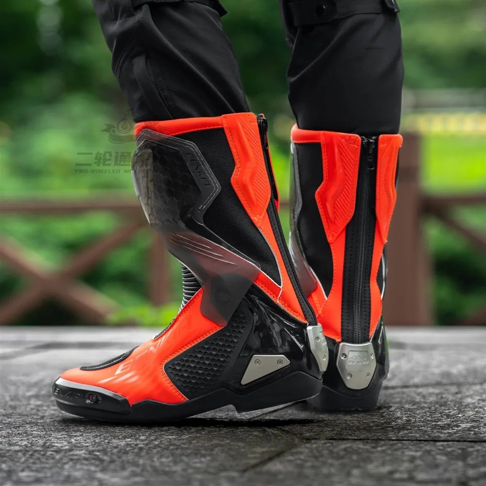BENKIA HDF-FC708T Off-Road Motorcycle Bota Professional Track Riding Rally Race Boot Cowhide Waterproof Racing Anti-Collision