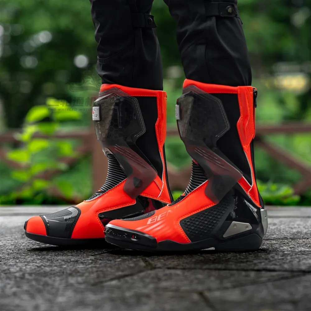 BENKIA HDF-FC708T Off-Road Motorcycle Bota Professional Track Riding Rally Race Boot Cowhide Waterproof Racing Anti-Collision