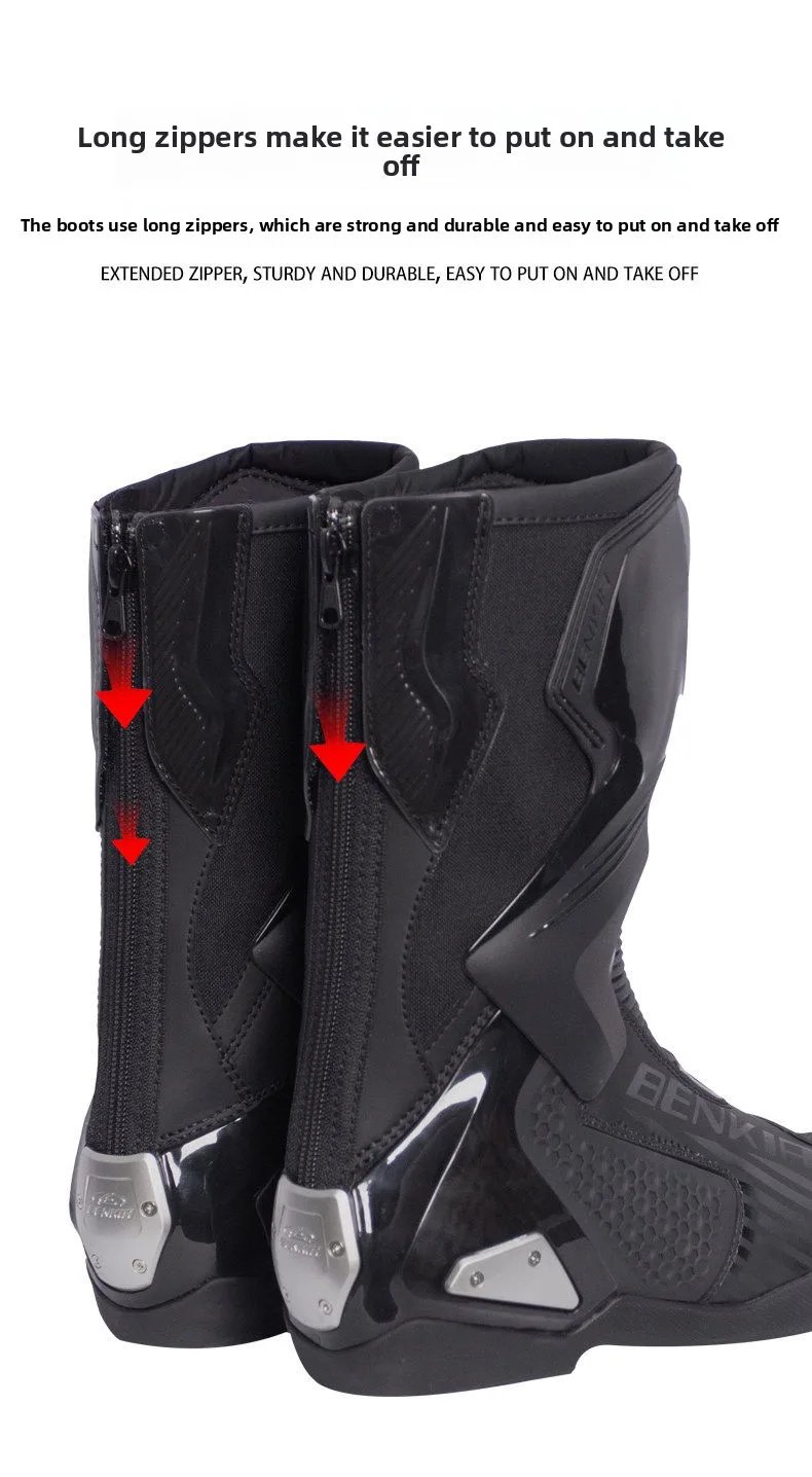 BENKIA HDF-FC708T Off-Road Motorcycle Bota Professional Track Riding Rally Race Boot Cowhide Waterproof Racing Anti-Collision