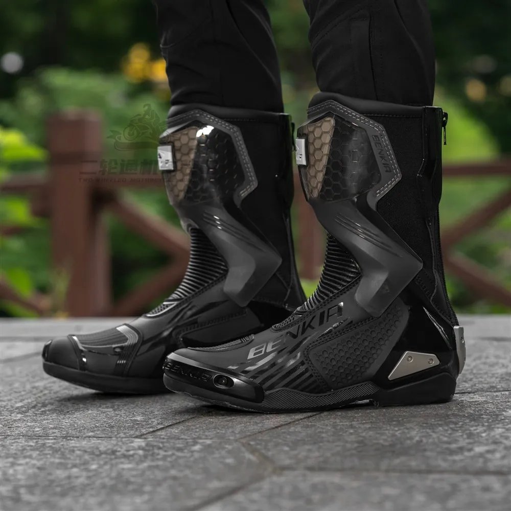 BENKIA HDF-FC708T Off-Road Motorcycle Bota Professional Track Riding Rally Race Boot Cowhide Waterproof Racing Anti-Collision