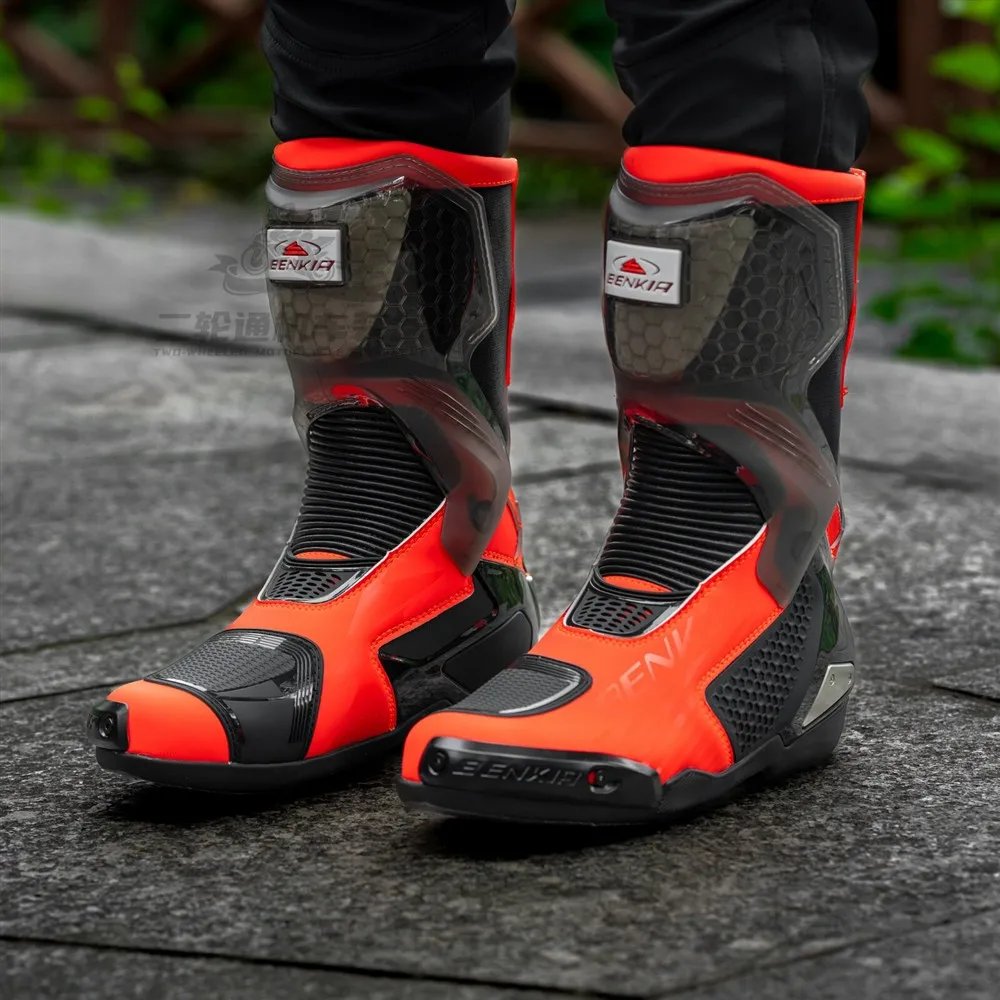 BENKIA HDF-FC708T Off-Road Motorcycle Bota Professional Track Riding Rally Race Boot Cowhide Waterproof Racing Anti-Collision