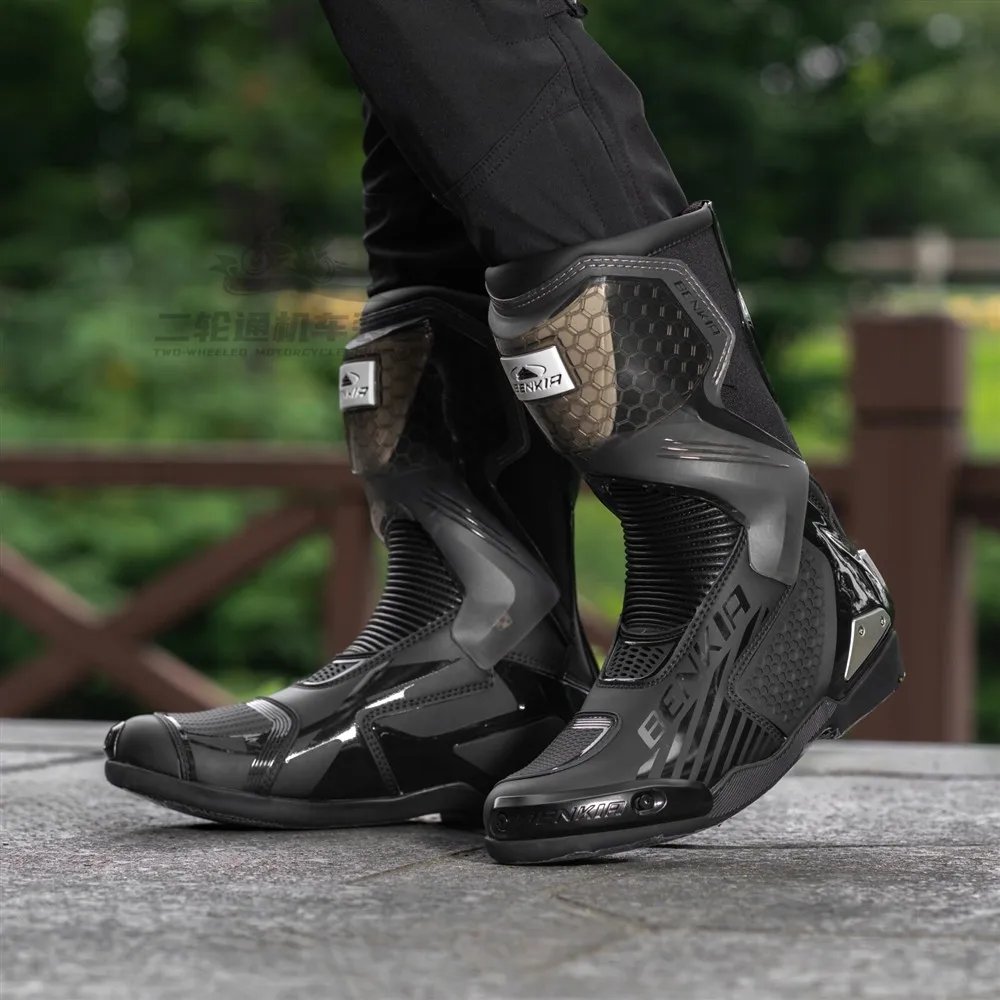 BENKIA HDF-FC708T Off-Road Motorcycle Bota Professional Track Riding Rally Race Boot Cowhide Waterproof Racing Anti-Collision