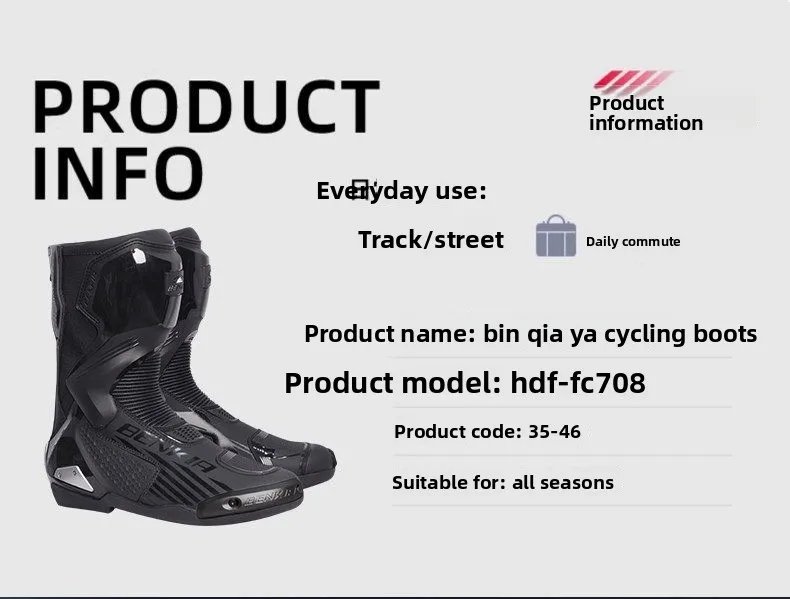 BENKIA HDF-FC708T Off-Road Motorcycle Bota Professional Track Riding Rally Race Boot Cowhide Waterproof Racing Anti-Collision
