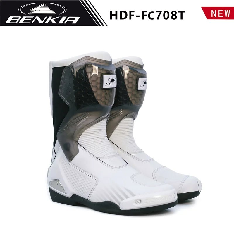 BENKIA HDF-FC708T Off-Road Motorcycle Bota Professional Track Riding Rally Race Boot Cowhide Waterproof Racing Anti-Collision