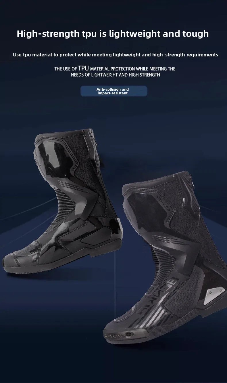 BENKIA HDF-FC708T Off-Road Motorcycle Bota Professional Track Riding Rally Race Boot Cowhide Waterproof Racing Anti-Collision