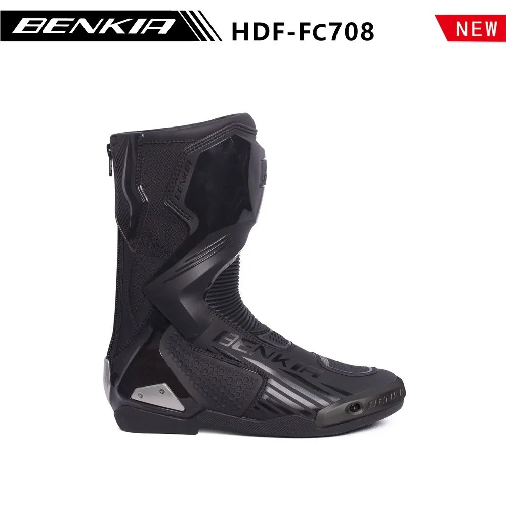 BENKIA HDF-FC708T Off-Road Motorcycle Bota Professional Track Riding Rally Race Boot Cowhide Waterproof Racing Anti-Collision