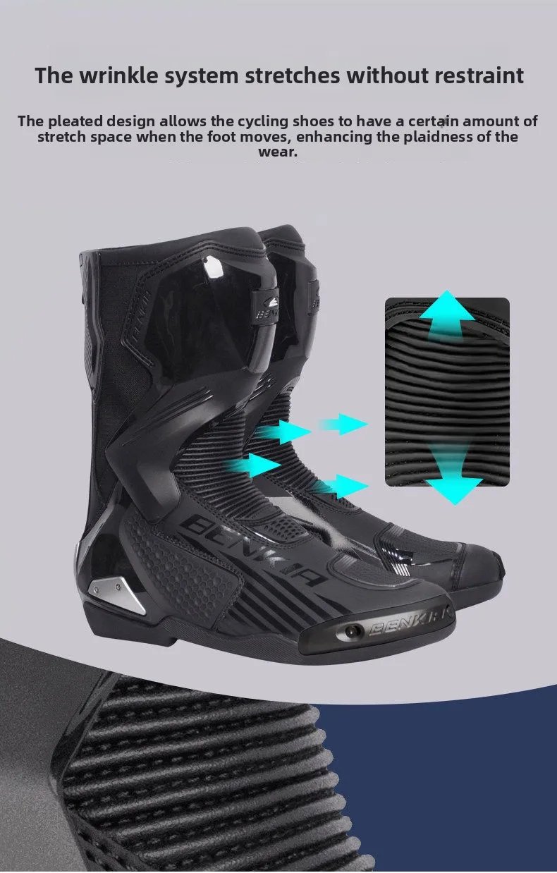 BENKIA HDF-FC708T Off-Road Motorcycle Bota Professional Track Riding Rally Race Boot Cowhide Waterproof Racing Anti-Collision