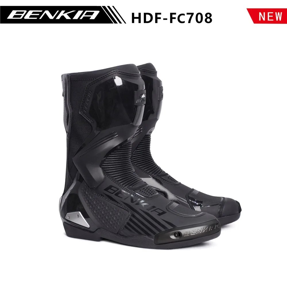 BENKIA HDF-FC708T Off-Road Motorcycle Bota Professional Track Riding Rally Race Boot Cowhide Waterproof Racing Anti-Collision