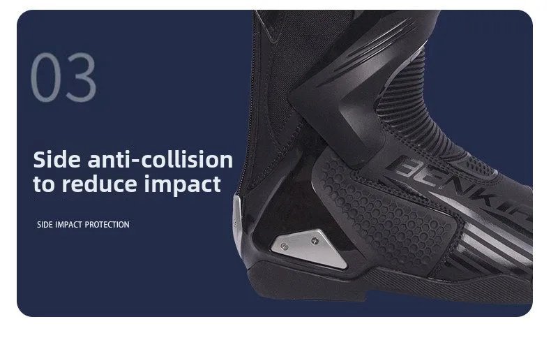 BENKIA HDF-FC708T Off-Road Motorcycle Bota Professional Track Riding Rally Race Boot Cowhide Waterproof Racing Anti-Collision