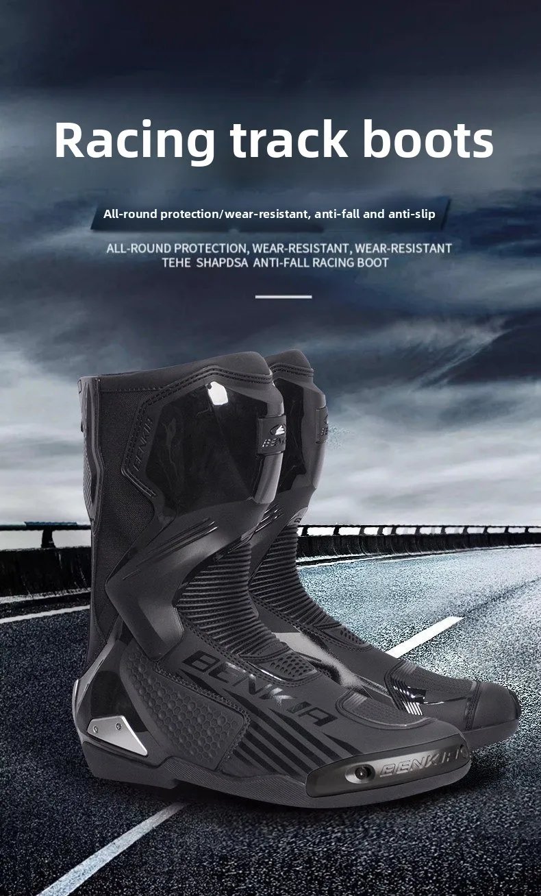 BENKIA HDF-FC708T Off-Road Motorcycle Bota Professional Track Riding Rally Race Boot Cowhide Waterproof Racing Anti-Collision