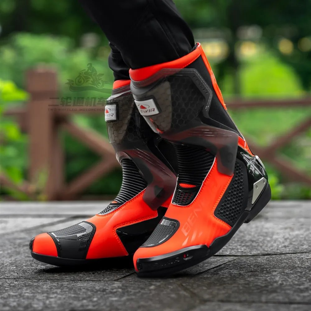 BENKIA HDF-FC708T Off-Road Motorcycle Bota Professional Track Riding Rally Race Boot Cowhide Waterproof Racing Anti-Collision