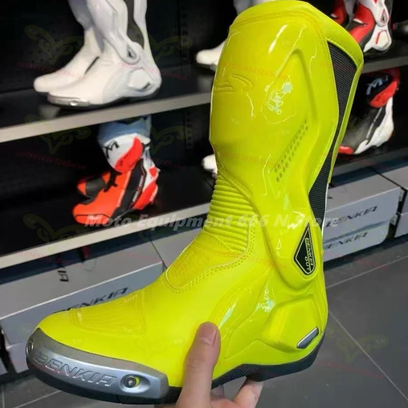 BENKIA New Motorcycle Racing Boots Perforated Summer Breathable Cool Track Motorcycle Shoes Knight Riding Boots SH-208