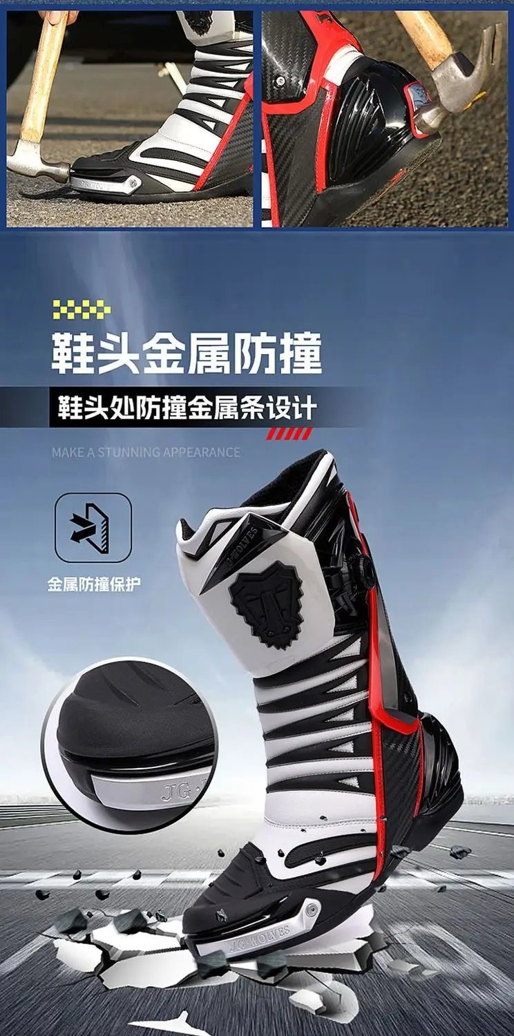 JG WOLVES Motorcycle Boots Men Nine Strand Wolf Riding Shoes Protective Racing Gear motocross boots נעלי רכיבה לאופנוע כביש