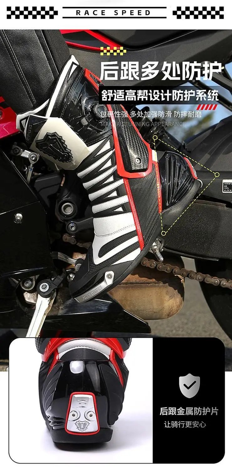 JG WOLVES Motorcycle Boots Men Nine Strand Wolf Riding Shoes Protective Racing Gear motocross boots נעלי רכיבה לאופנוע כביש