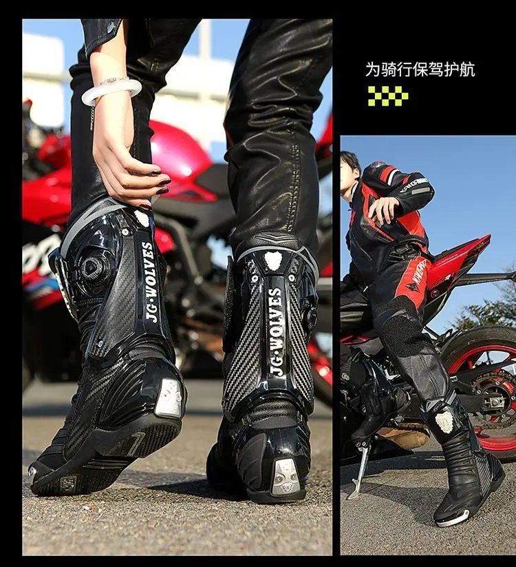JG WOLVES Motorcycle Boots Men Nine Strand Wolf Riding Shoes Protective Racing Gear motocross boots נעלי רכיבה לאופנוע כביש