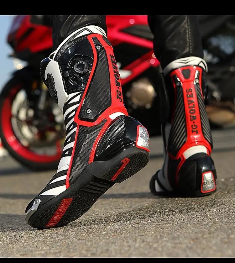 JG WOLVES Motorcycle Boots Men Nine Strand Wolf Riding Shoes Protective Racing Gear motocross boots נעלי רכיבה לאופנוע כביש