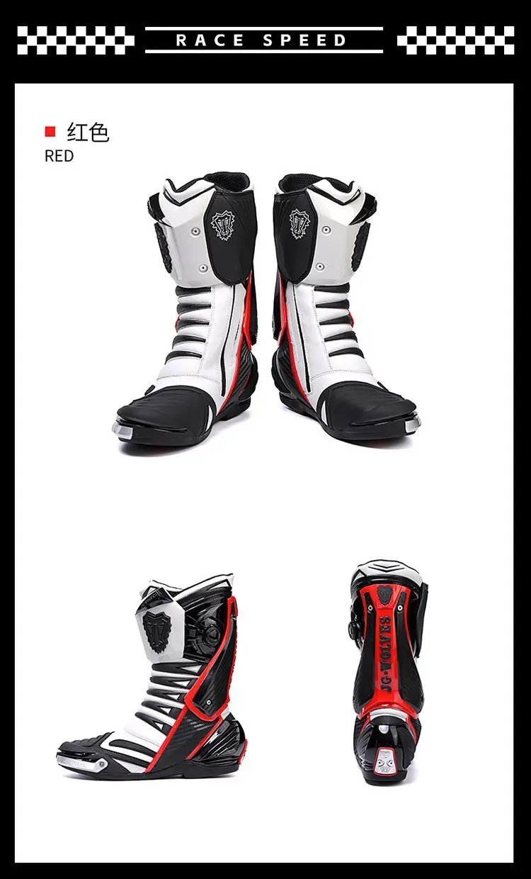 JG WOLVES Motorcycle Boots Men Nine Strand Wolf Riding Shoes Protective Racing Gear motocross boots נעלי רכיבה לאופנוע כביש