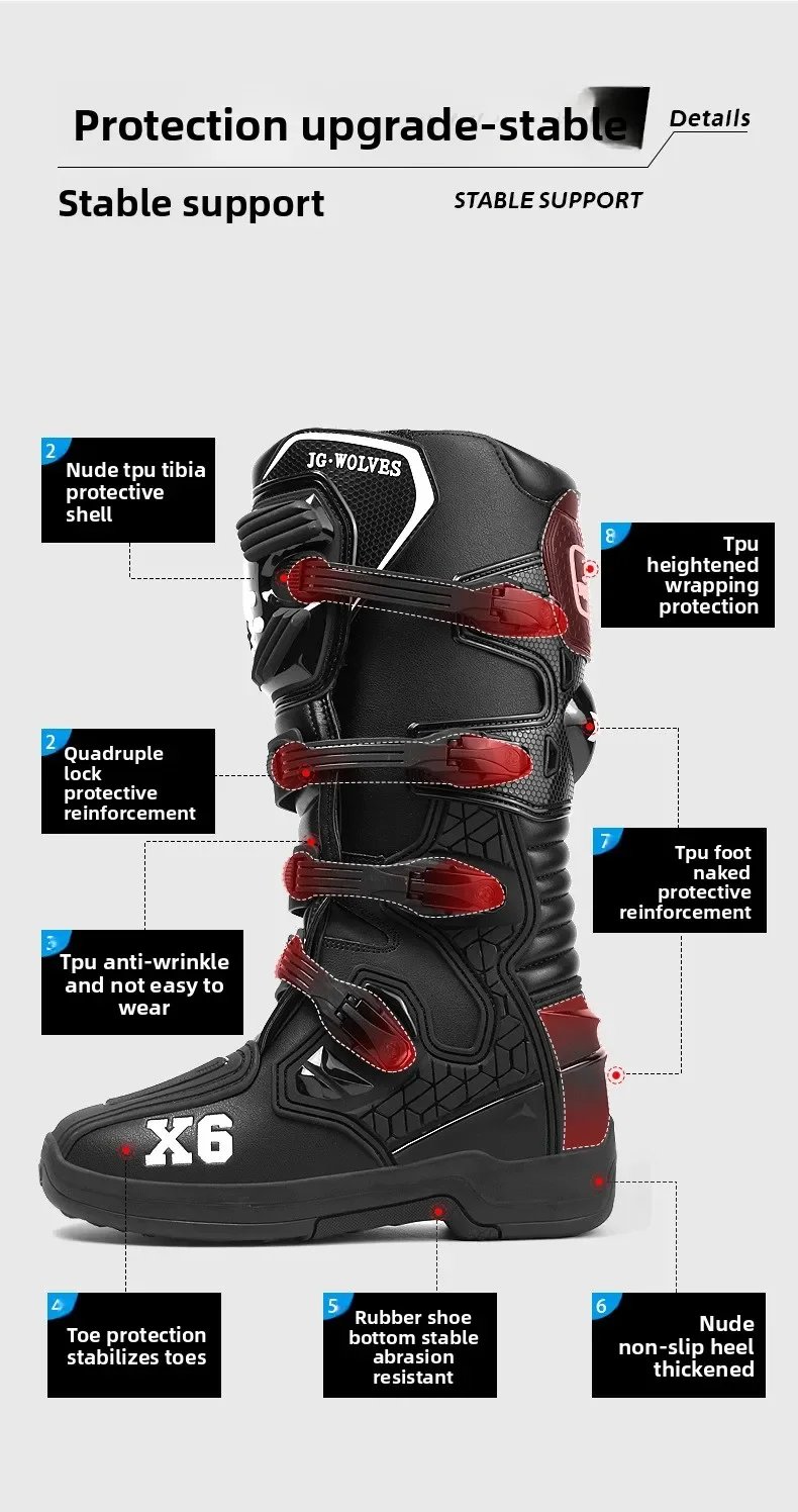 Track Shoes Motorcycle Anti-skid Motocross Boots Off-road Locomotive Riding Boots Tension Off-road Anti-drop Riding Equipment