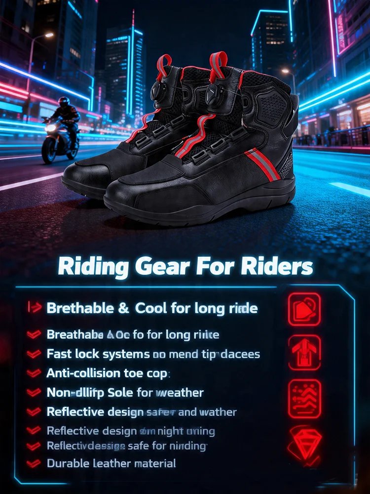 Motorcycle Boots Men Motor Motorbike Riding Shoes Anti-fall Motorcycle Shoes Motocross Off-Road Racing Boots