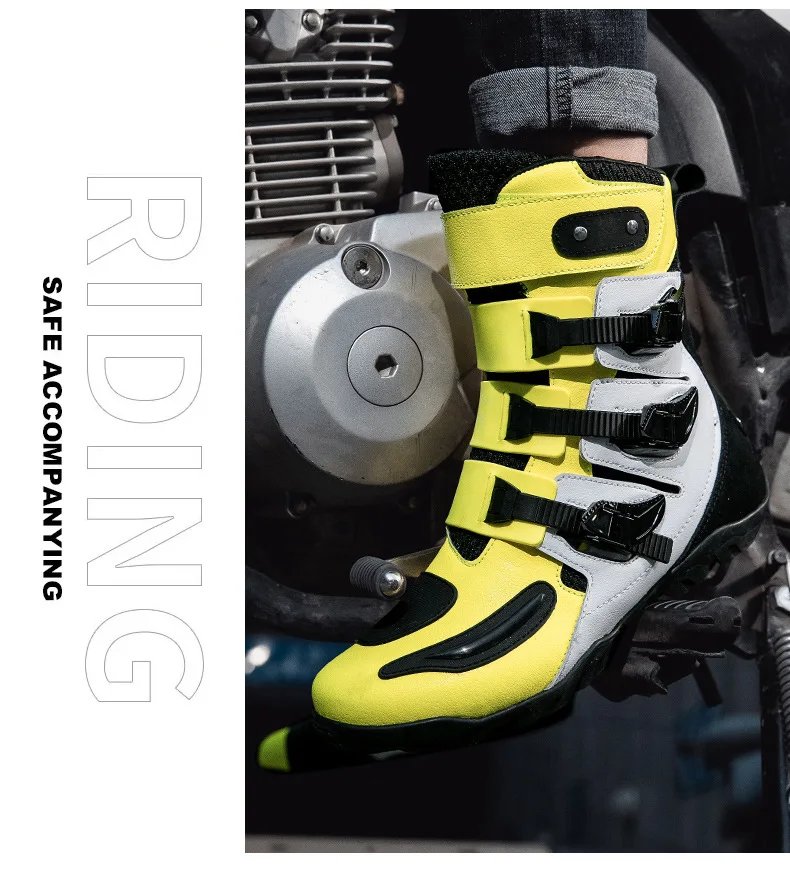 Motorcycle Boots Man Studded Boots Anti-Fall Motorcycle Equipment Wear-Resistant Motocross Boots