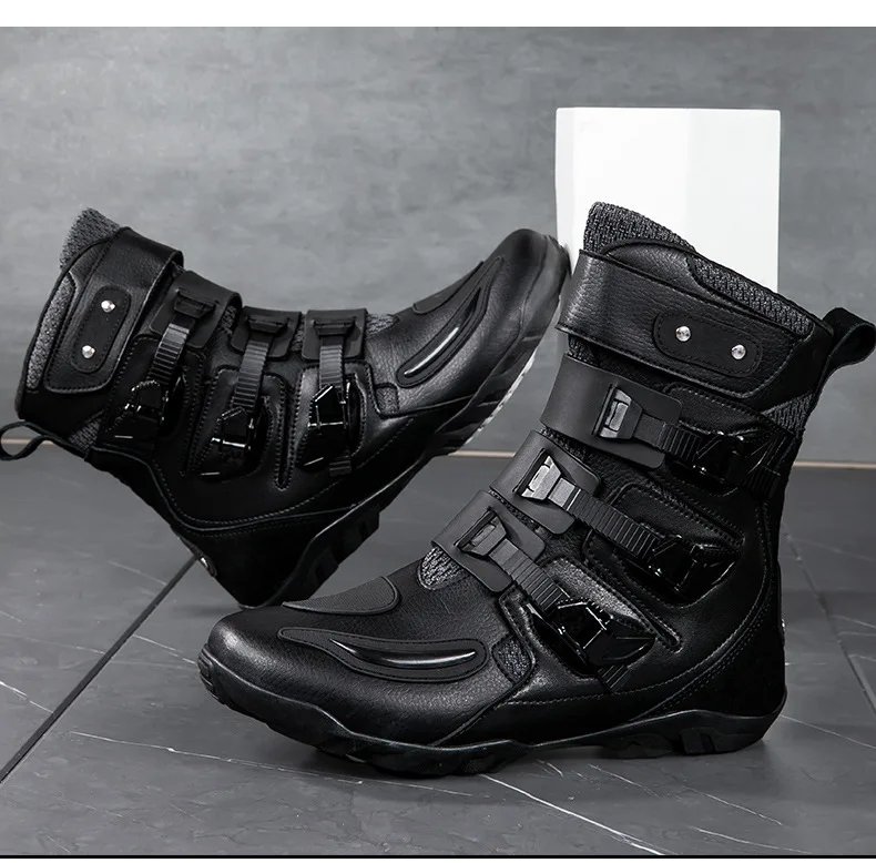 Motorcycle Boots Man Studded Boots Anti-Fall Motorcycle Equipment Wear-Resistant Motocross Boots