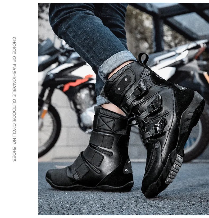 Motorcycle Boots Man Studded Boots Anti-Fall Motorcycle Equipment Wear-Resistant Motocross Boots