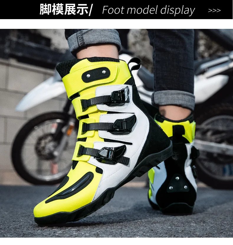 Motorcycle Boots Man Studded Boots Anti-Fall Motorcycle Equipment Wear-Resistant Motocross Boots