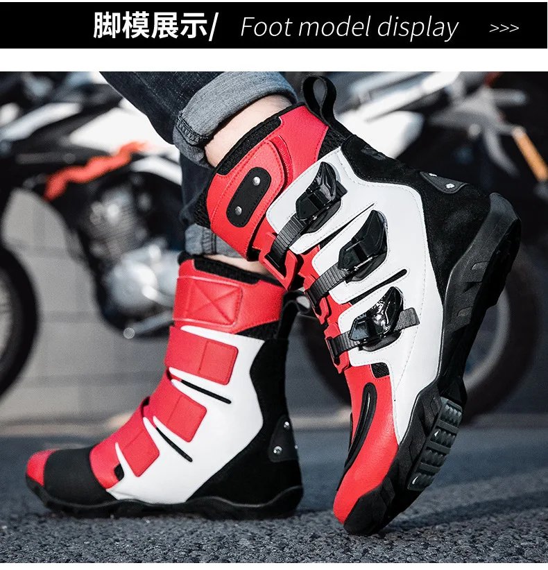 Motorcycle Boots Man Studded Boots Anti-Fall Motorcycle Equipment Wear-Resistant Motocross Boots