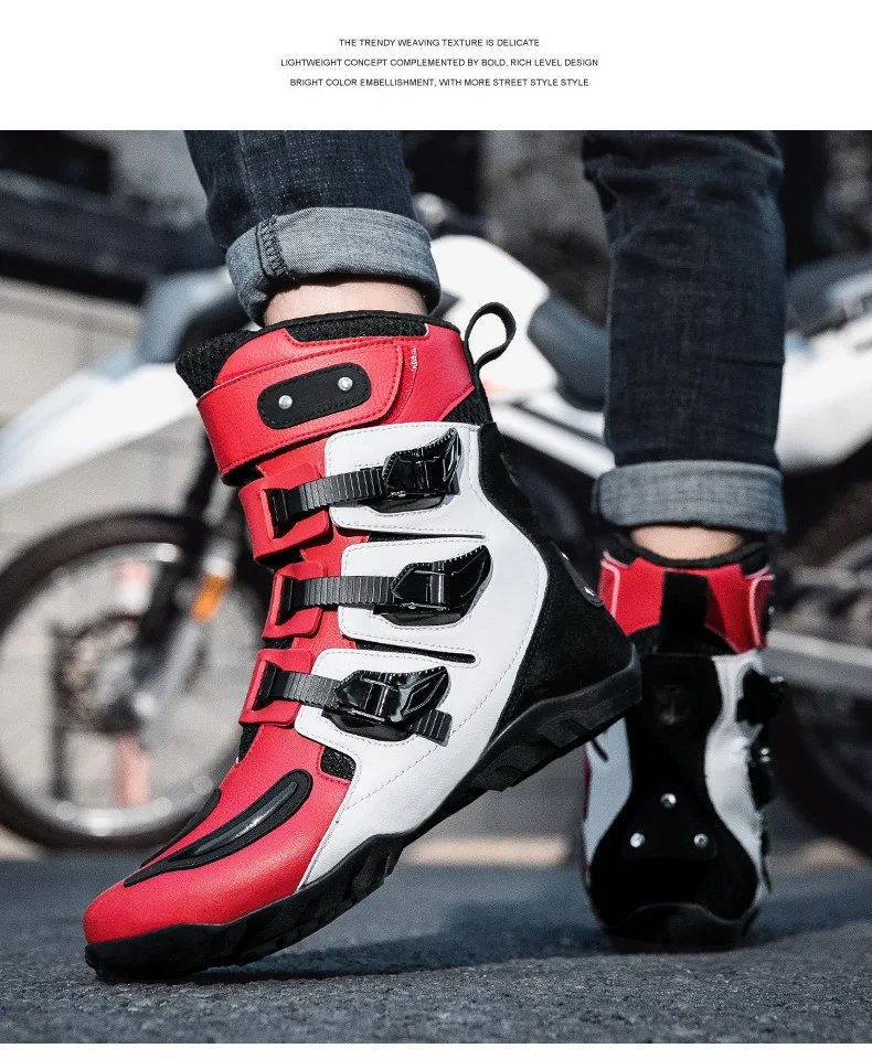 Motorcycle Boots Man Studded Boots Anti-Fall Motorcycle Equipment Wear-Resistant Motocross Boots