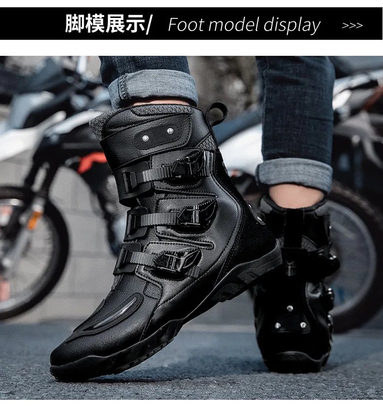 Motorcycle Boots Man Studded Boots Anti-Fall Motorcycle Equipment Wear-Resistant Motocross Boots