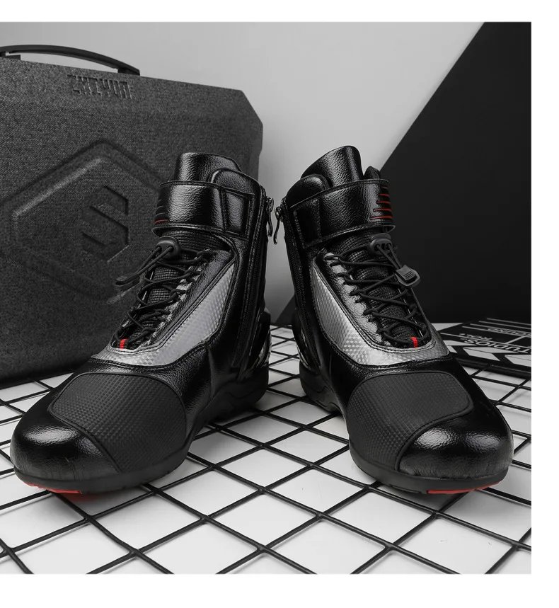 Motorcycle Shoes Men Off-road Adventure Motocross Low Boots  Retro Black Riding Shoes Rubber Sole Waterproof Motorcyclist Shoes