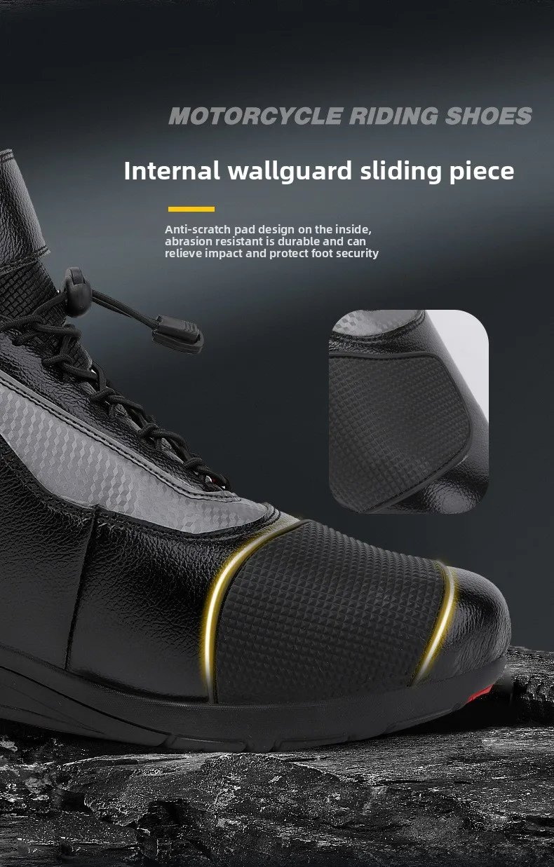 Motorcycle Shoes Men Off-road Adventure Motocross Low Boots  Retro Black Riding Shoes Rubber Sole Waterproof Motorcyclist Shoes