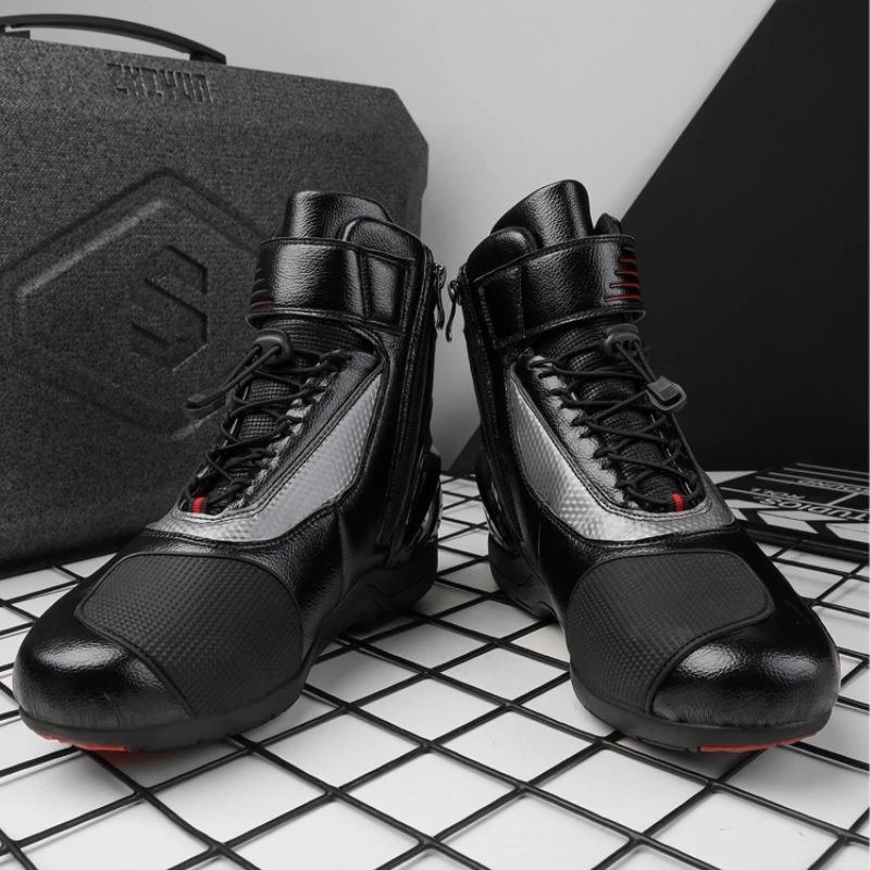 Motorcycle Shoes Men Off-road Adventure Motocross Low Boots  Retro Black Riding Shoes Rubber Sole Waterproof Motorcyclist Shoes
