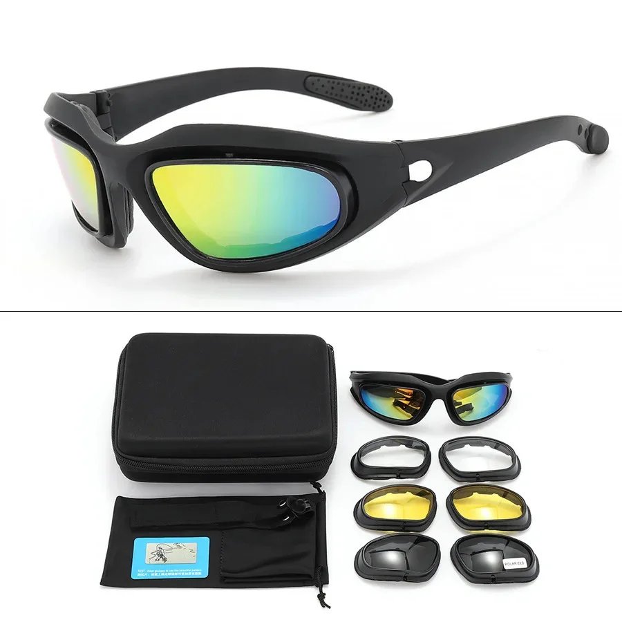 Outdoor Sports Cycling Glasses Goggles Set, CS Tactical Protective Glasses, Polarized Motorcycle Wind Goggles Eyewear Set Outdoor Sports Cycling Glasses Goggles Set, CS Tactical Protective Glasses, Polarized Motorcycle Wind Goggles Eyewear Set