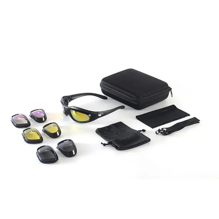 Outdoor Sports Cycling Glasses Goggles Set, CS Tactical Protective Glasses, Polarized Motorcycle Wind Goggles Eyewear Set