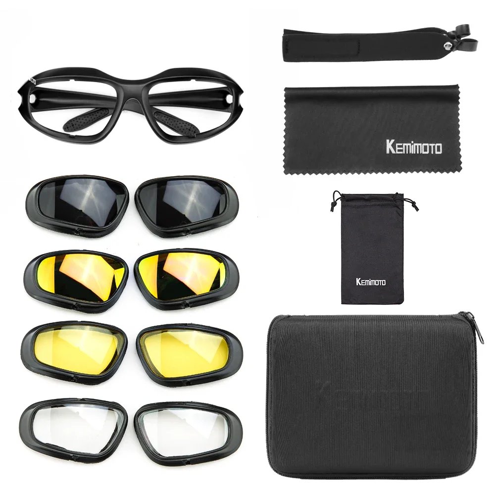 KEMiMOTO Polarized Motorcycle Glasses Sunglasses For Shooting Eye Protection Windproof Moto Goggles UV400 Antifog clear Lens