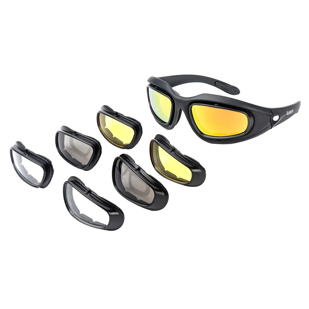 KEMiMOTO Polarized Motorcycle Glasses Sunglasses For Shooting Eye Protection Windproof Moto Goggles UV400 Antifog clear Lens