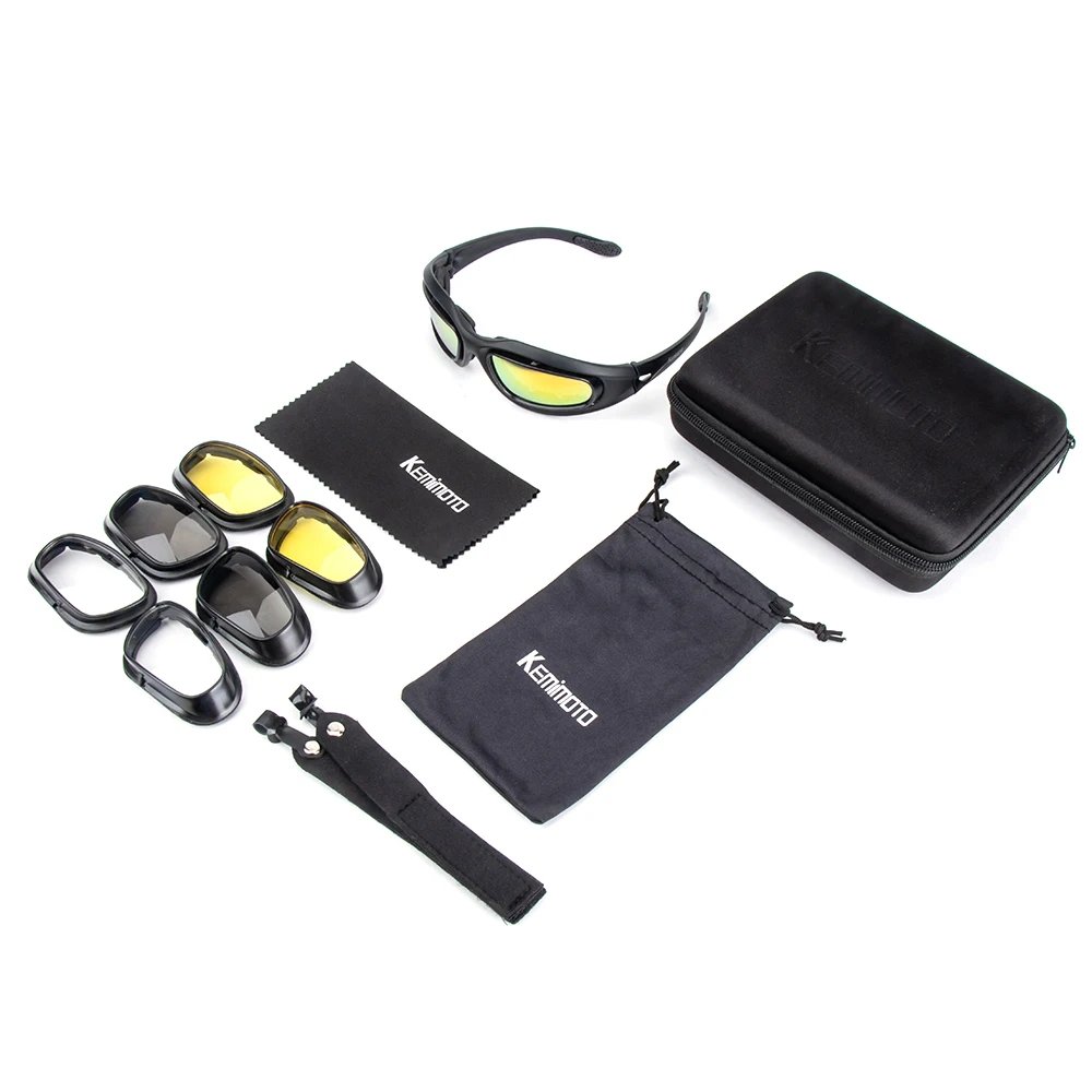 KEMiMOTO Polarized Motorcycle Glasses Sunglasses For Shooting Eye Protection Windproof Moto Goggles UV400 Antifog clear Lens