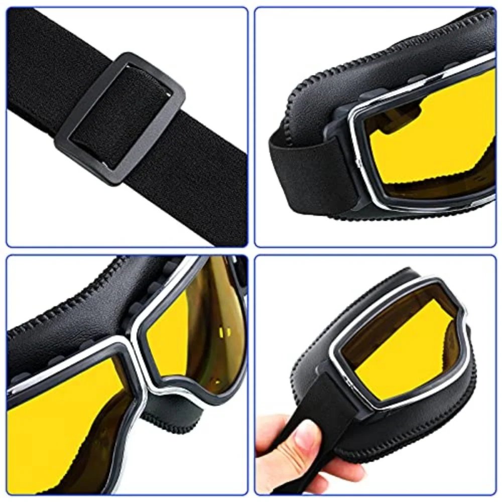 Windproof Motorcycle Helmet Glasses Leather Safety Protective Anti-glare Motocross Cross-country Steampunk Glass Various Styles