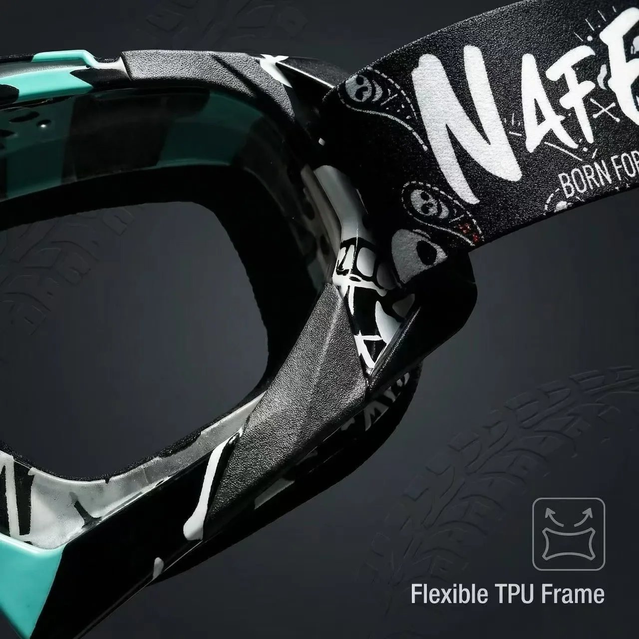 NAFEIB Motorcycle Goggles for Men Women, Off-Road Motocross Riding Eyewear with Wide Vision PC Lens, Adjustable Strap, Wind Dust Protection for Dirt Bike ATV MTB