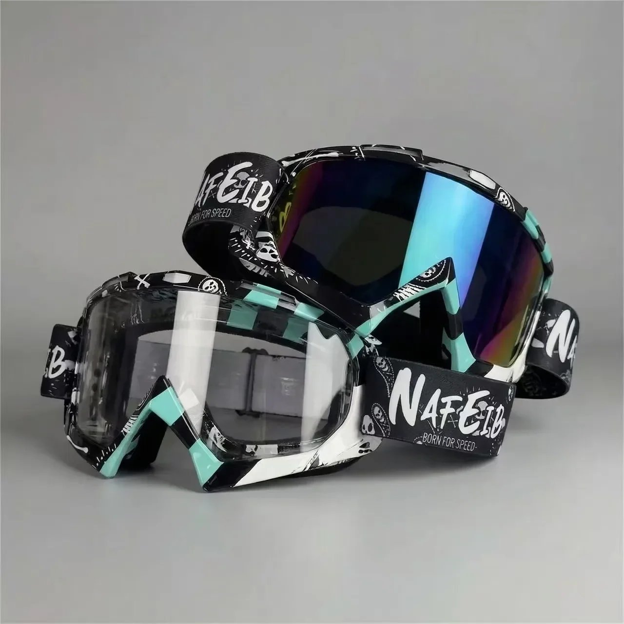 NAFEIB Motorcycle Goggles for Men Women, Off-Road Motocross Riding Eyewear with Wide Vision PC Lens, Adjustable Strap, Wind Dust Protection for Dirt Bike ATV MTB NAFEIB Motorcycle Goggles for Men Women, Off-Road Motocross Riding Eyewear with Wide Vision PC Lens, Adjustable Strap, Wind Dust Protection for Dirt Bike ATV MTB
