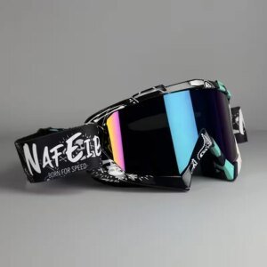 NAFEIB Motorcycle Goggles for Men Women, Off-Road Motocross Riding Eyewear with Wide Vision PC Lens, Adjustable Strap, Wind Dust Protection for Dirt Bike ATV MTB