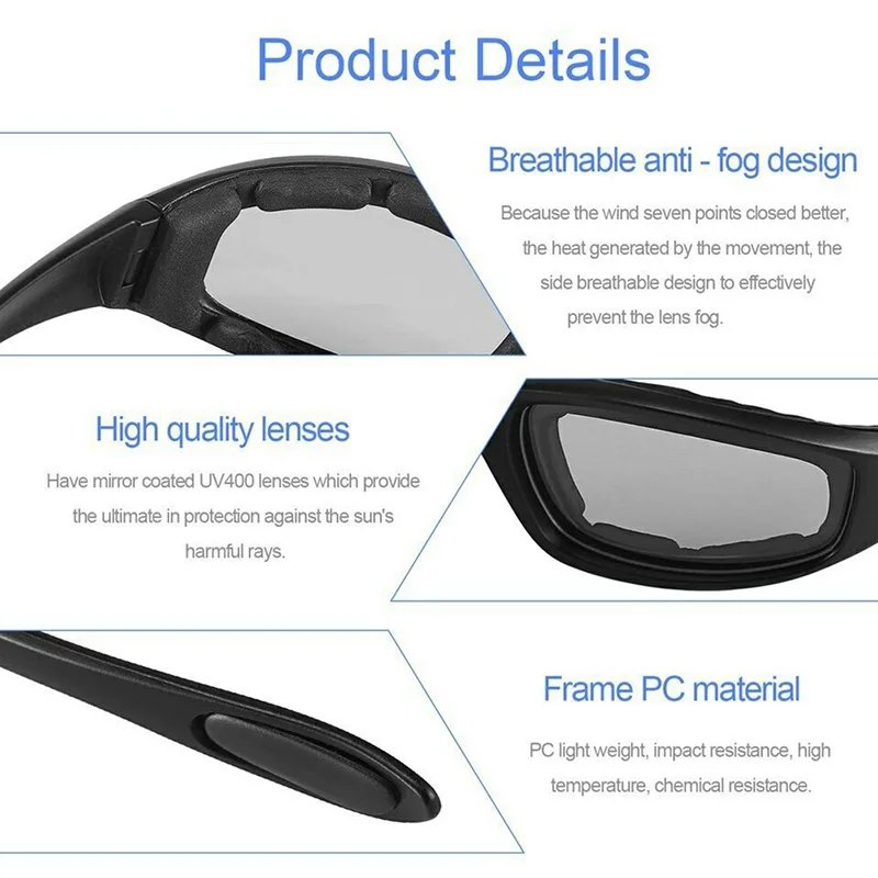 Motorcycle Wind Sand Riding Glasses Anti-Glare Polarized Night Driving Lens Outdoor Sunglasses