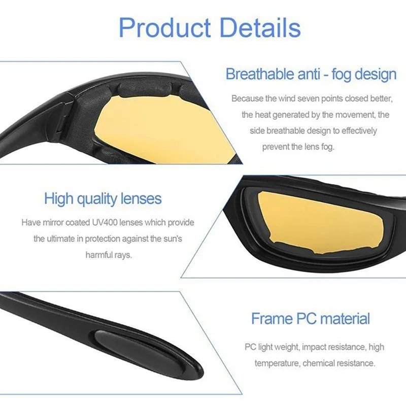 Motorcycle Wind Sand Riding Glasses Anti-Glare Polarized Night Driving Lens Outdoor Sunglasses