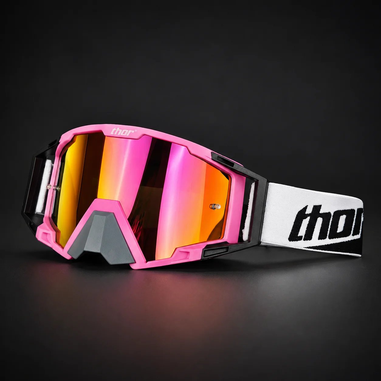 Motocross Goggles for Men Women, Off Road Motorcycle Riding Glasses with Blue Mirror Lens, Adjustable Strap, Wide Vision PC Lens, Wind Dust Protection for Dirt Bike ATV MX Cycling