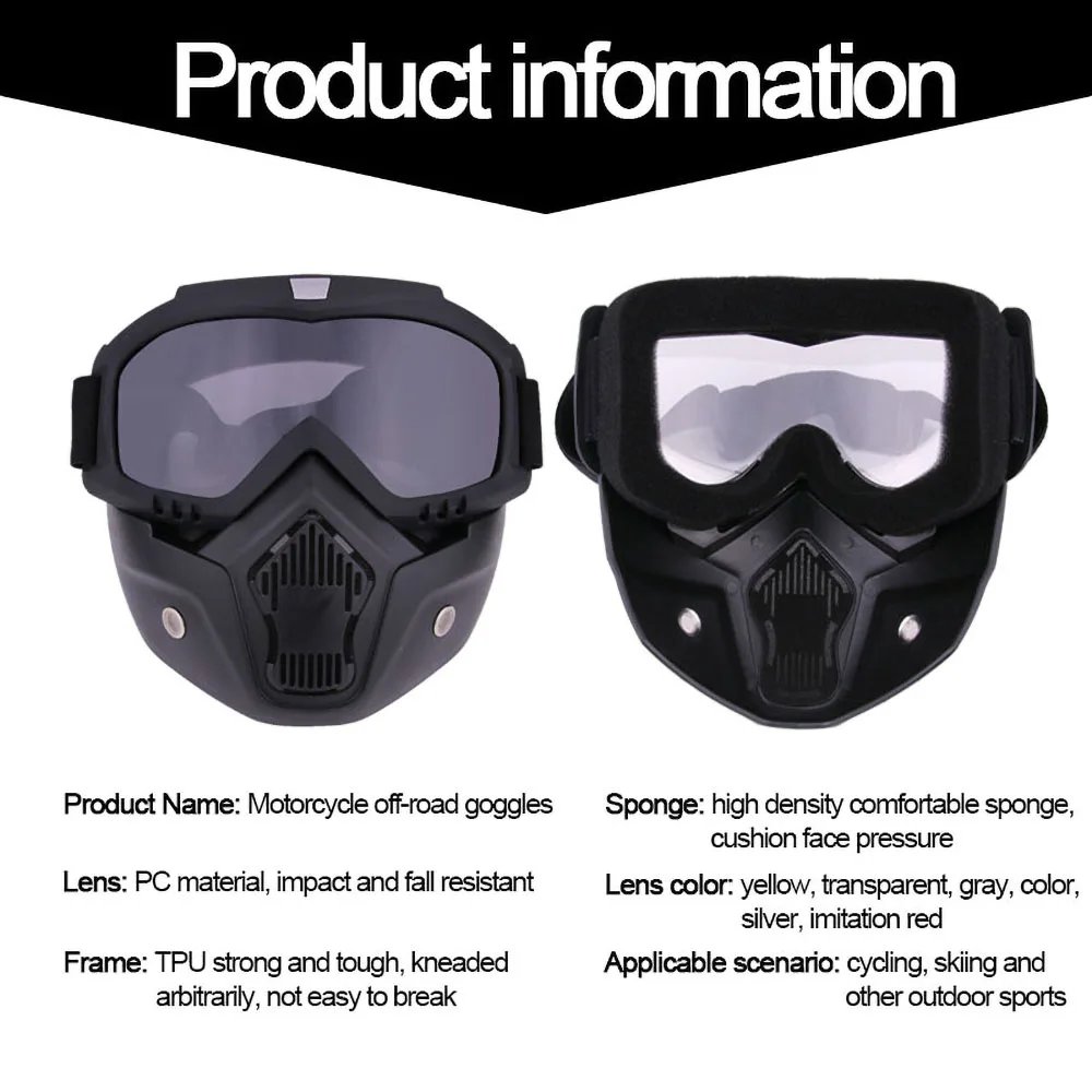 Protective Motorcycle Face Mask Removable Full Face Tactical Motorcycle Helmet Goggles Riding Motocross Glasses Moto Accessories