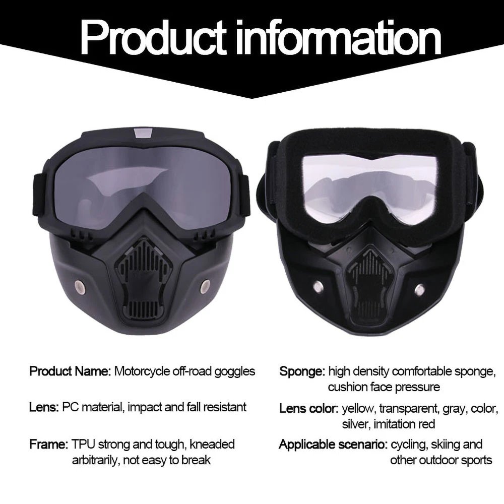 Protective Motorcycle Face Mask Removable Full Face Tactical Motorcycle Helmet Goggles Riding Motocross Glasses Moto Accessories Protective Motorcycle Face Mask Removable Full Face Tactical Motorcycle Helmet Goggles Riding Motocross Glasses Moto Accessories