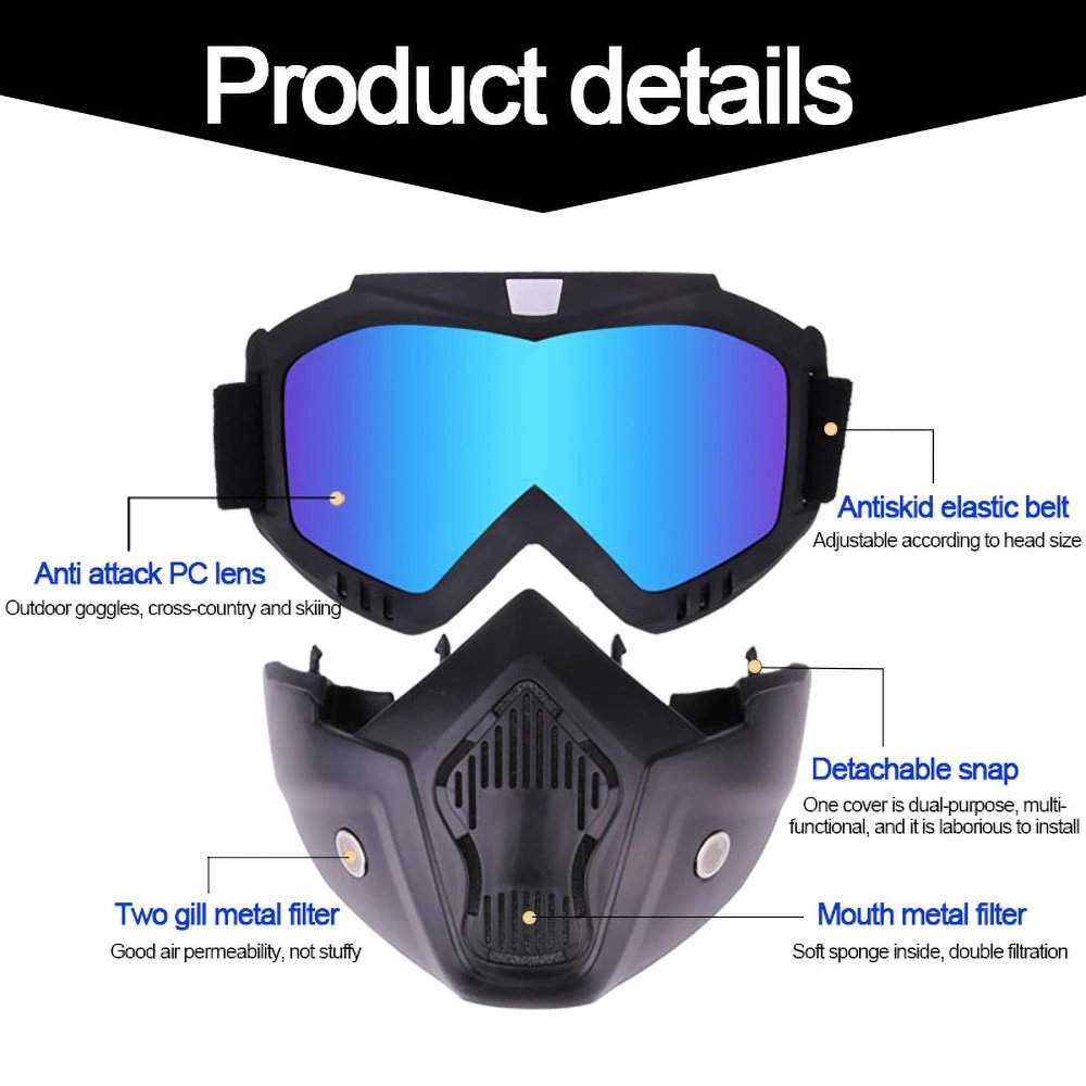 Protective Motorcycle Face Mask Removable Full Face Tactical Motorcycle Helmet Goggles Riding Motocross Glasses Moto Accessories Protective Motorcycle Face Mask Removable Full Face Tactical Motorcycle Helmet Goggles Riding Motocross Glasses Moto Accessories