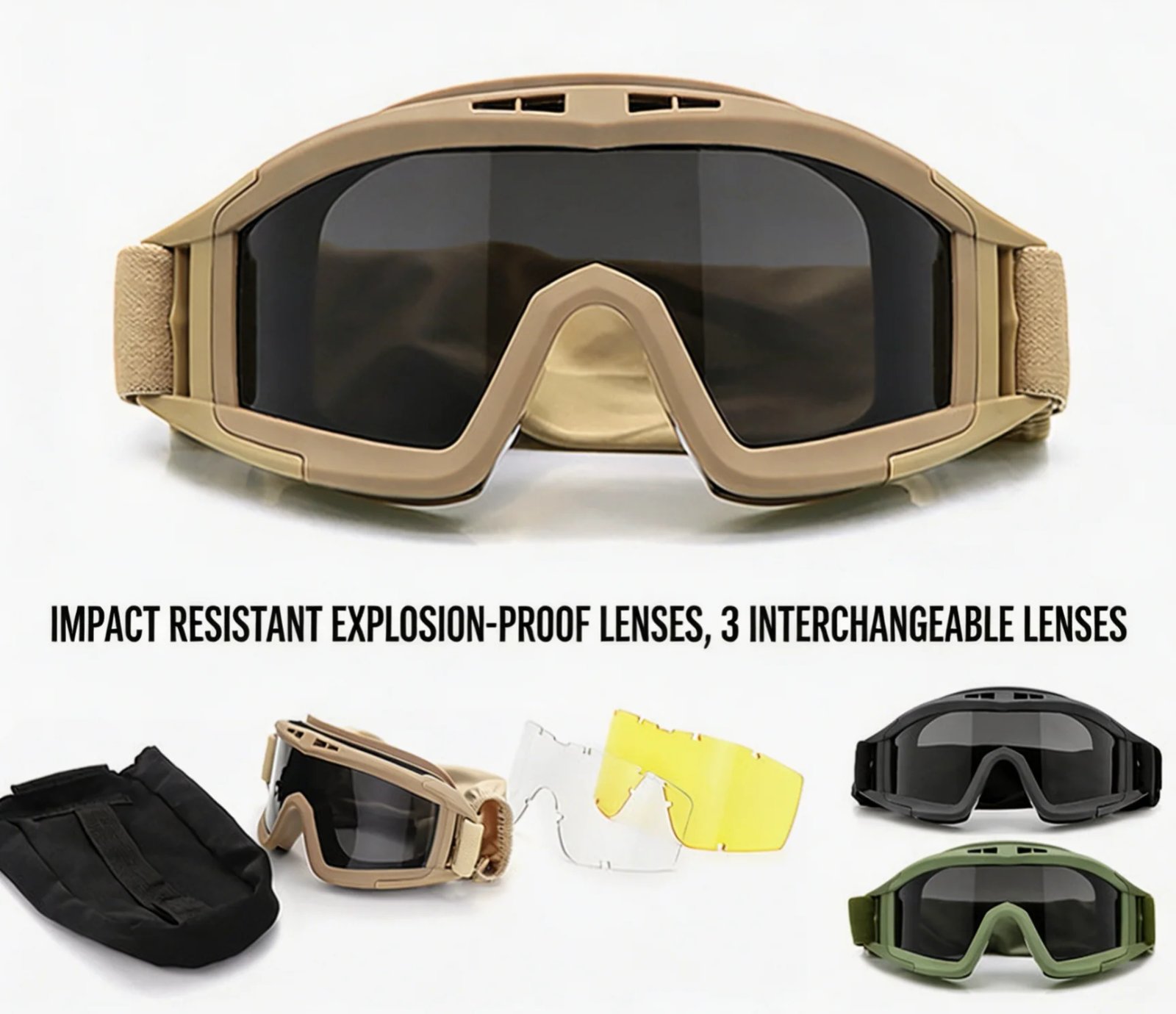 Grasshopper Tactical Goggle Kit,3 Swap Anti-Explosion Lenses,Shooting Bike Moto,Dustproof Helmet Fit Outdoor Eyewear Gear Grasshopper Tactical Goggle Kit,3 Swap Anti-Explosion Lenses,Shooting Bike Moto,Dustproof Helmet Fit Outdoor Eyewear Gear