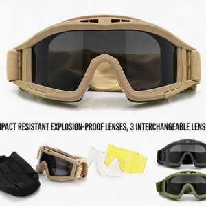 Grasshopper Tactical Goggle Kit,3 Swap Anti-Explosion Lenses,Shooting Bike Moto,Dustproof Helmet Fit Outdoor Eyewear Gear